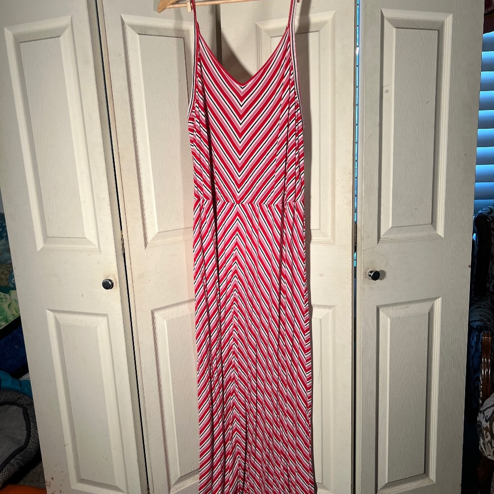Molly Isadora Red, Pink and White Stripped Maxi Dress Size 2XL